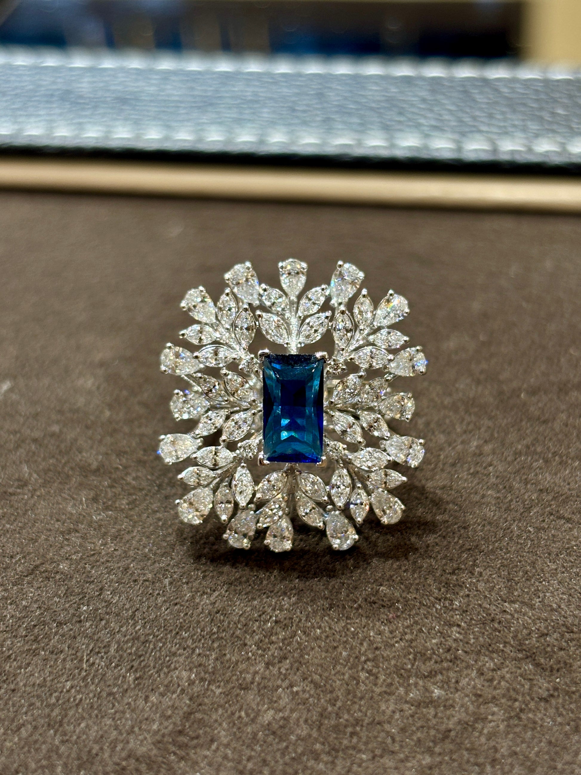 Side view of Evressa Round Lab Diamond Cocktail Ring in 14K White Gold - Fiona Diamonds