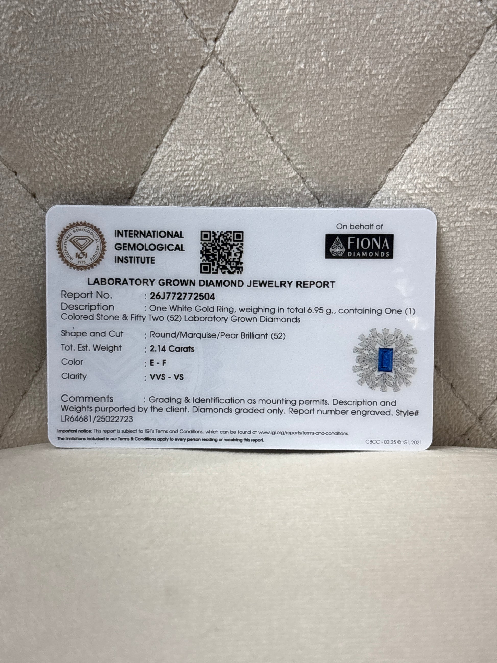 Top view of Evressa Round Lab Diamond Cocktail Ring in 14K White Gold - Fiona Diamonds