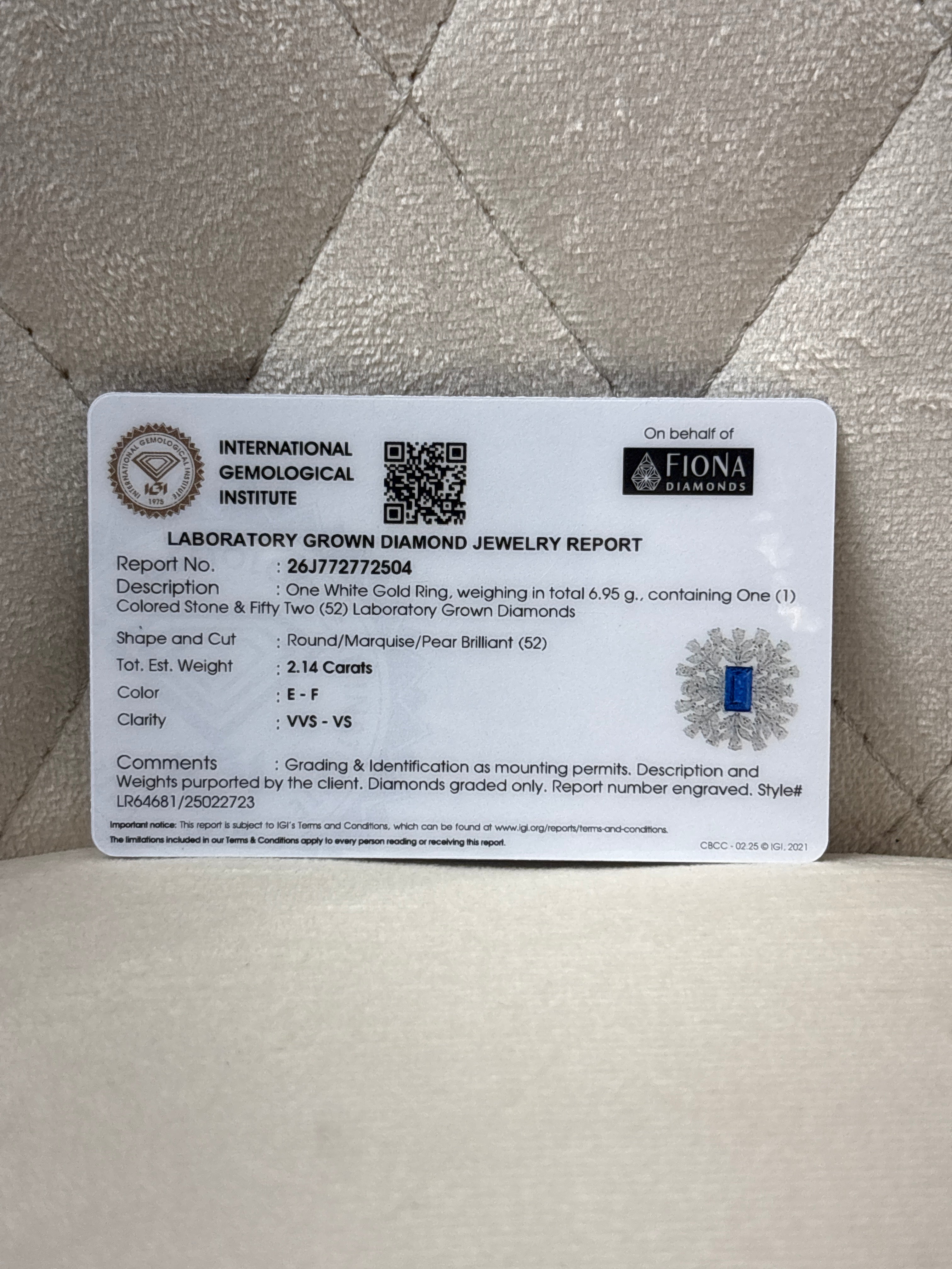 Top view of Evressa Round Lab Diamond Cocktail Ring in 14K White Gold - Fiona Diamonds