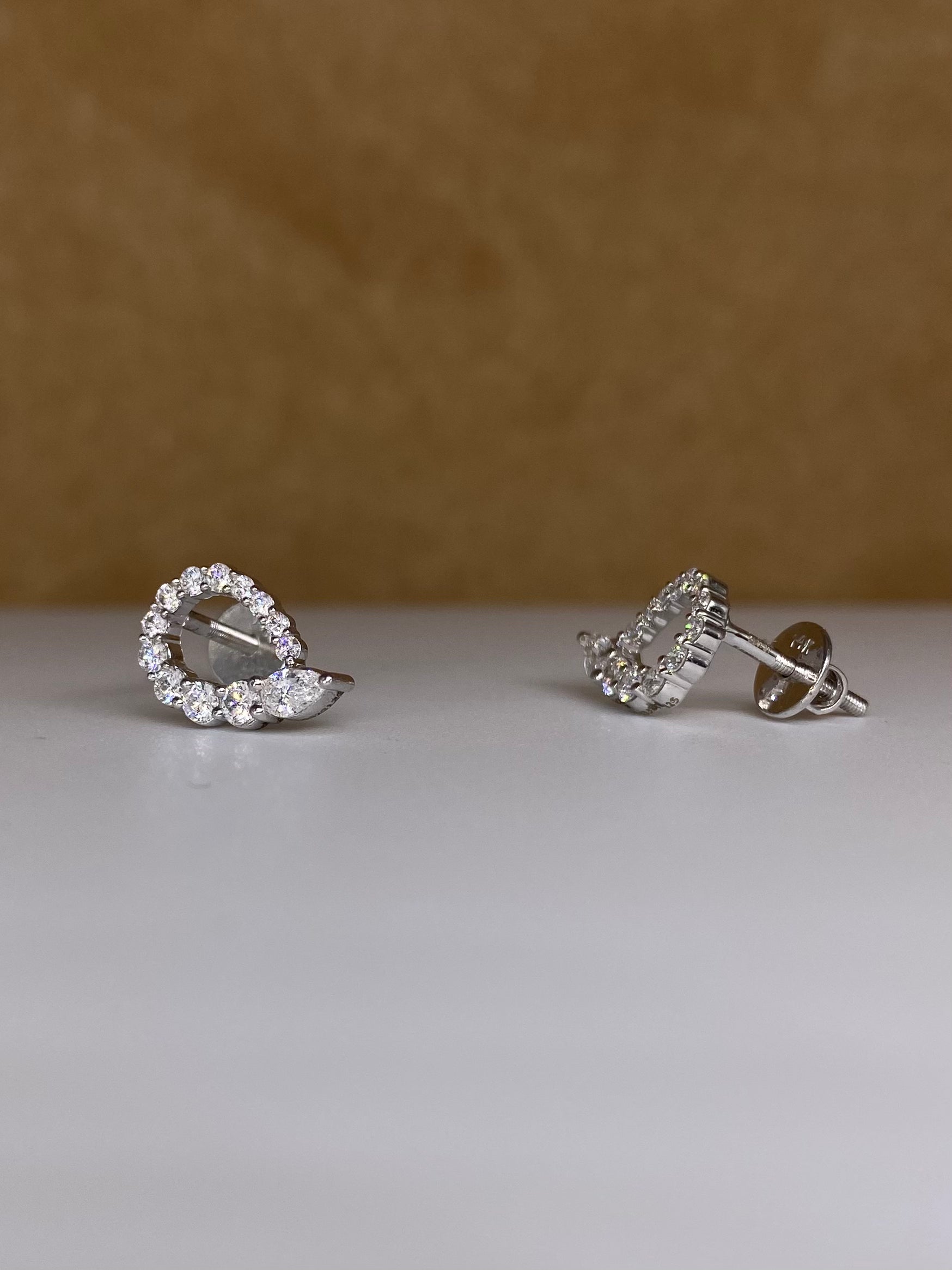 Fiona Diamonds Delicate Pear Lab Diamond Earrings in 14K White Gold - elegant look