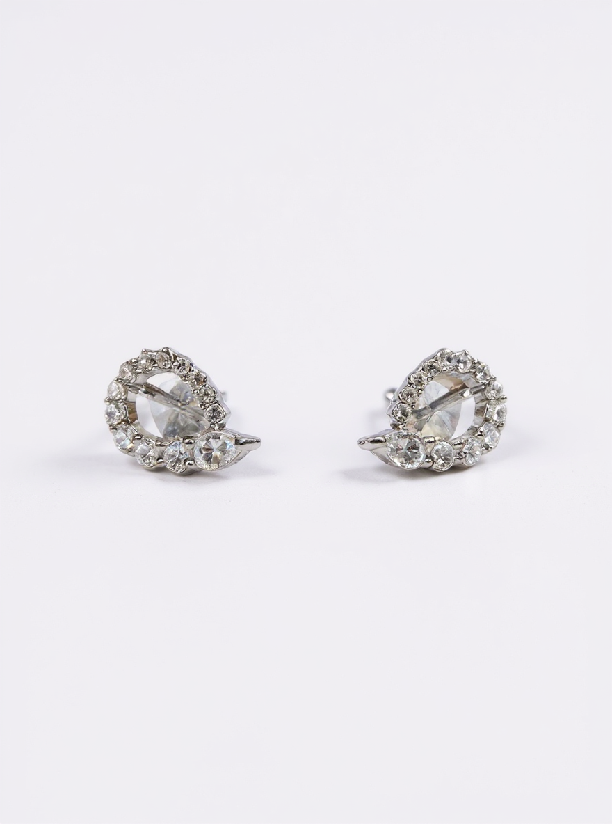 Delicate Pear Lab Diamond Earrings in 14K White Gold by Fiona Diamonds