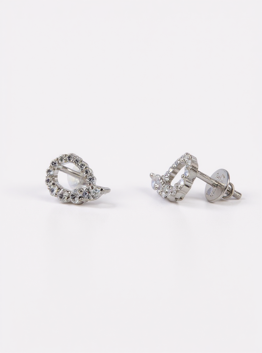 Side view of Delicate Pear Lab Diamond Earrings in 14K White Gold - Fiona Diamonds