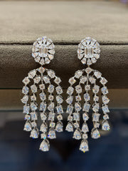 Seraph Bloom Emerald Lab Diamond Dangler Earrings in 14K White Gold by Fiona Diamonds
