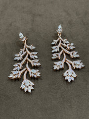Mystic Eden Pear Lab Diamond Dangler Earrings in 14K Rose Gold by Fiona Diamonds