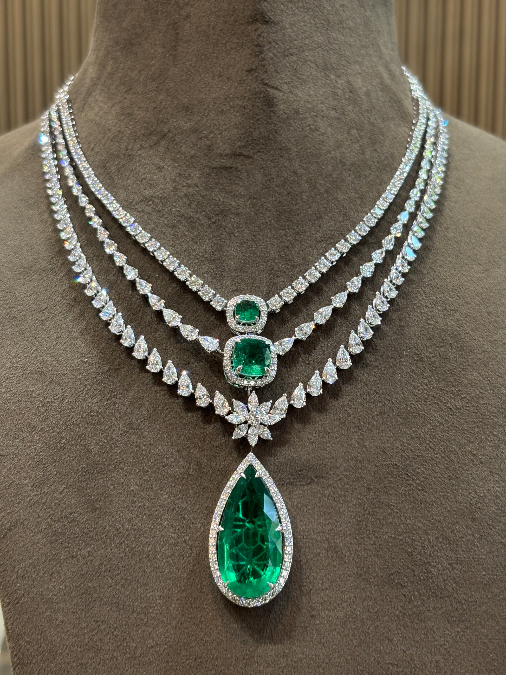 Fiona Diamonds Radiant Ember Pear Lab Diamond Designer Necklace in 14K White Gold - luxury