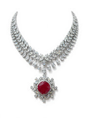 Crystal Mirage Pear Lab Diamond Designer Necklace in 14K White Gold by Fiona Diamonds