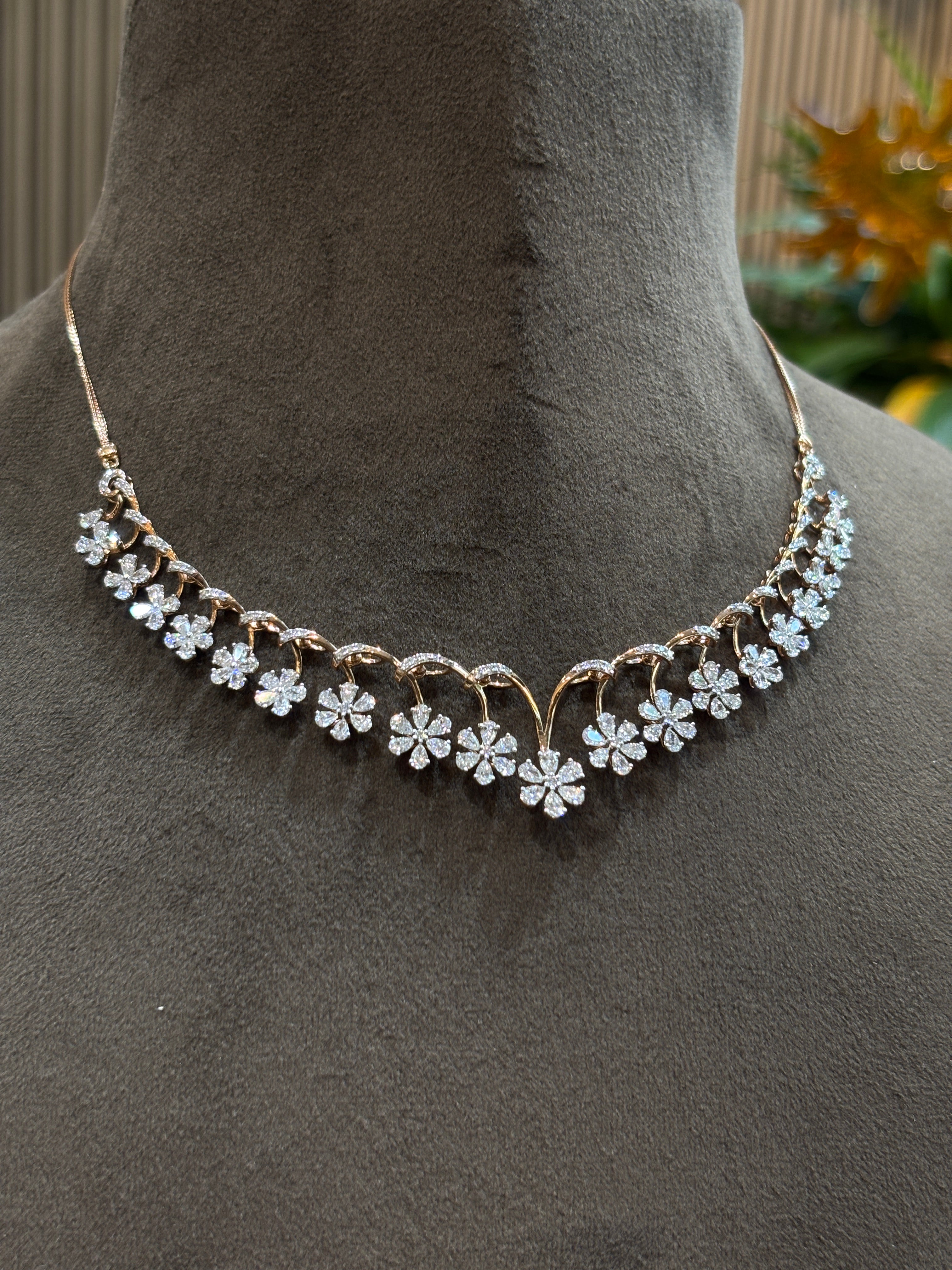Pear Lab Diamond Designer Necklace - Mystic Embrace in 18K Rose Gold by Fiona Diamonds