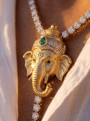 Golden Ganesha Lab Diamond Necklace