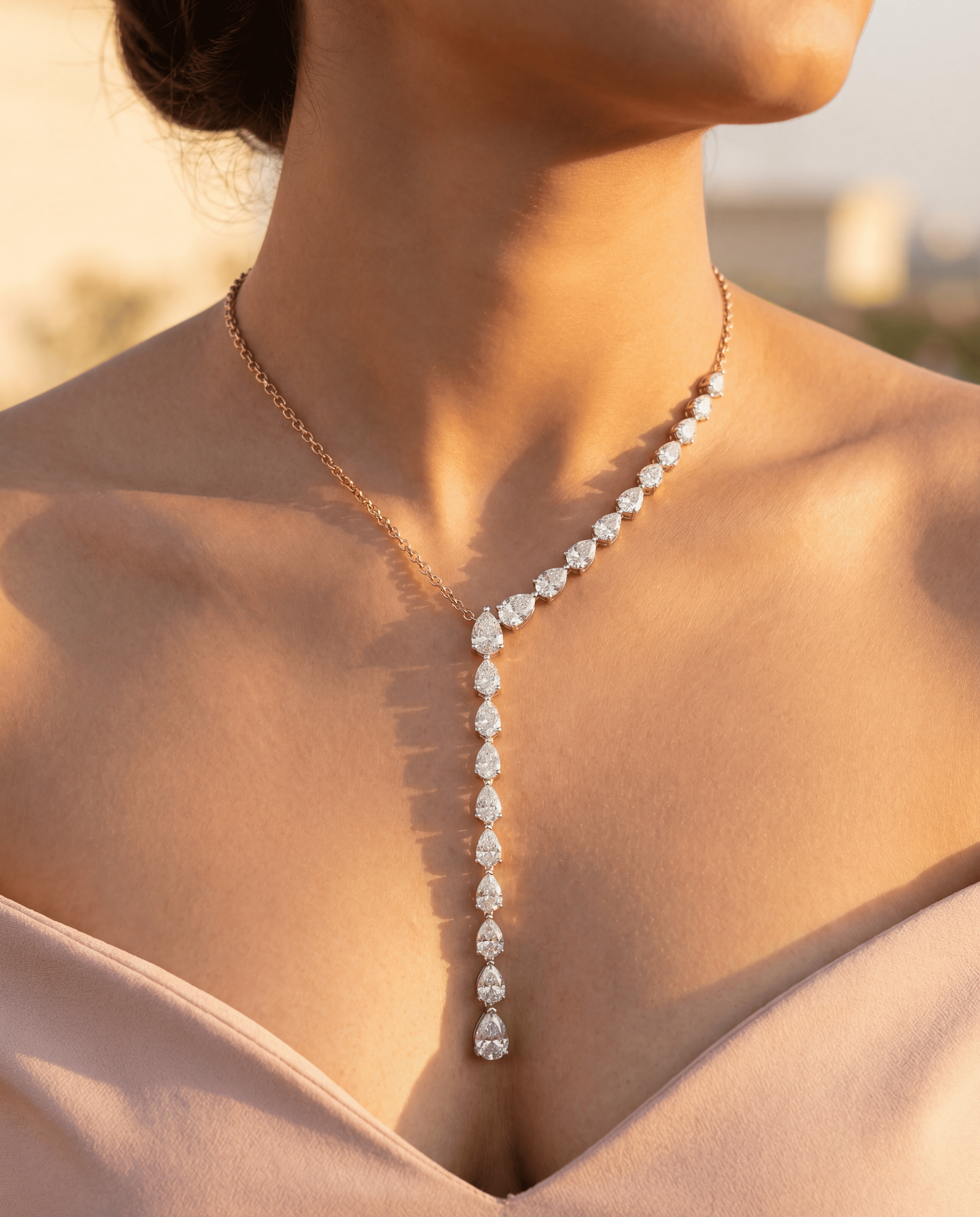 Lustre Drop Lab Diamond Necklace