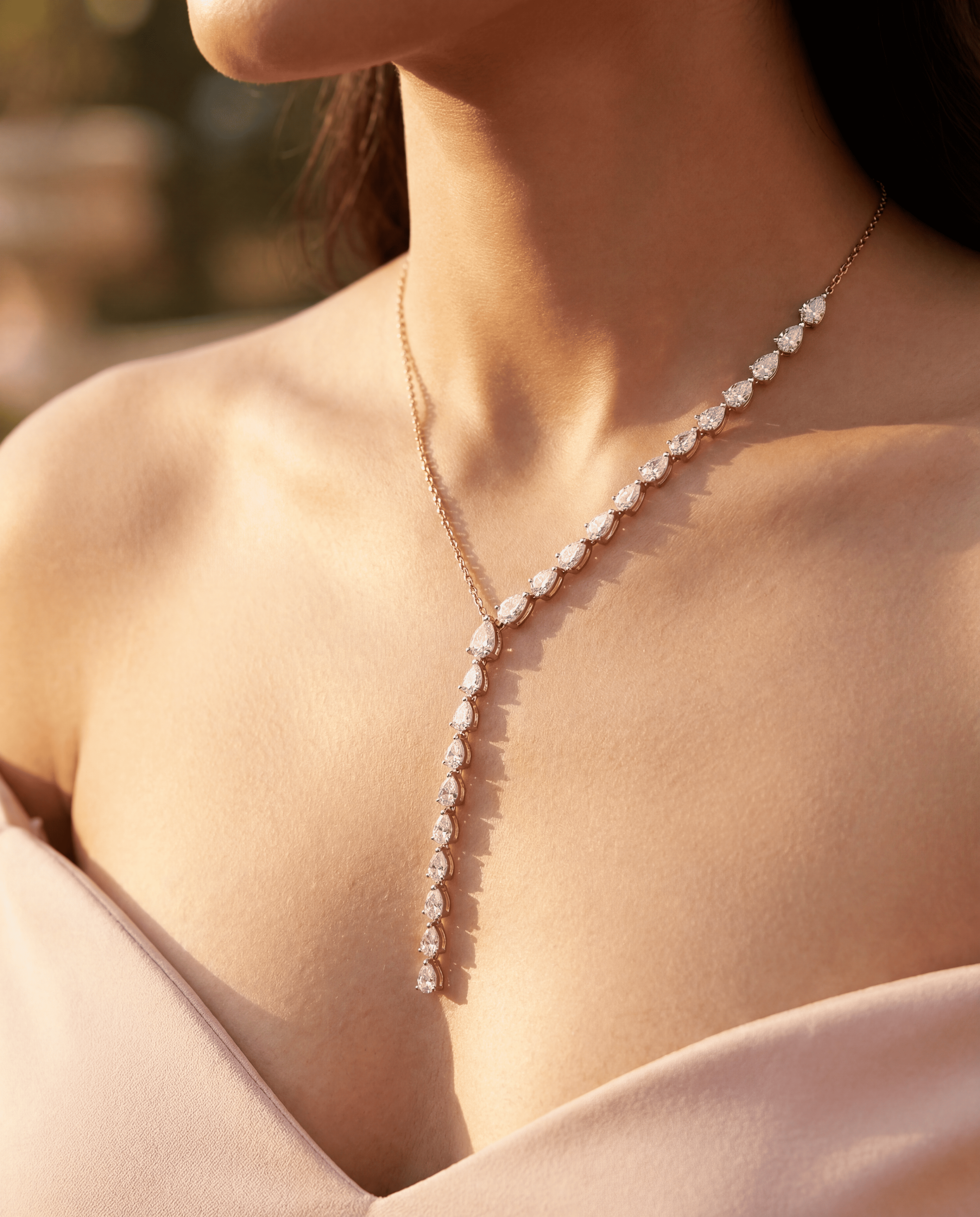 Lustre Drop Lab Diamond Necklace