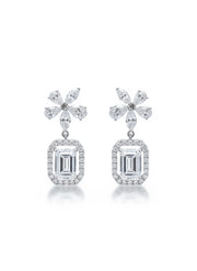Norielle Fawn Emerald Lab Diamond Drop Earrings in 18K White Gold by Fiona Diamonds