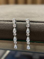 Divine Cascade Pear Lab Diamond Dangler Earrings in 18K White Gold by Fiona Diamonds