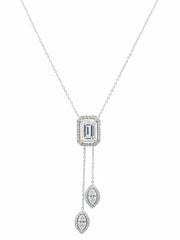 Secret Halo Emerald Lab Diamond Chain Necklace in 18K White Gold by Fiona Diamonds