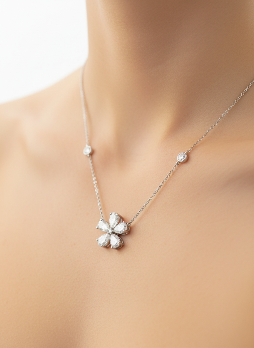 Fiona Diamonds Haven Charm Pear Lab Diamond Designer Pendant in 14K White Gold - luxury