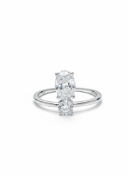 Qyrona Loop Oval Lab Diamond Designer Ring in 18K White Gold by Fiona Diamonds