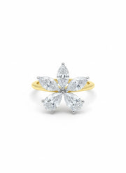 Xyvira Band Pear Lab Diamond Designer Ring in 14K Yellow Gold by Fiona Diamonds