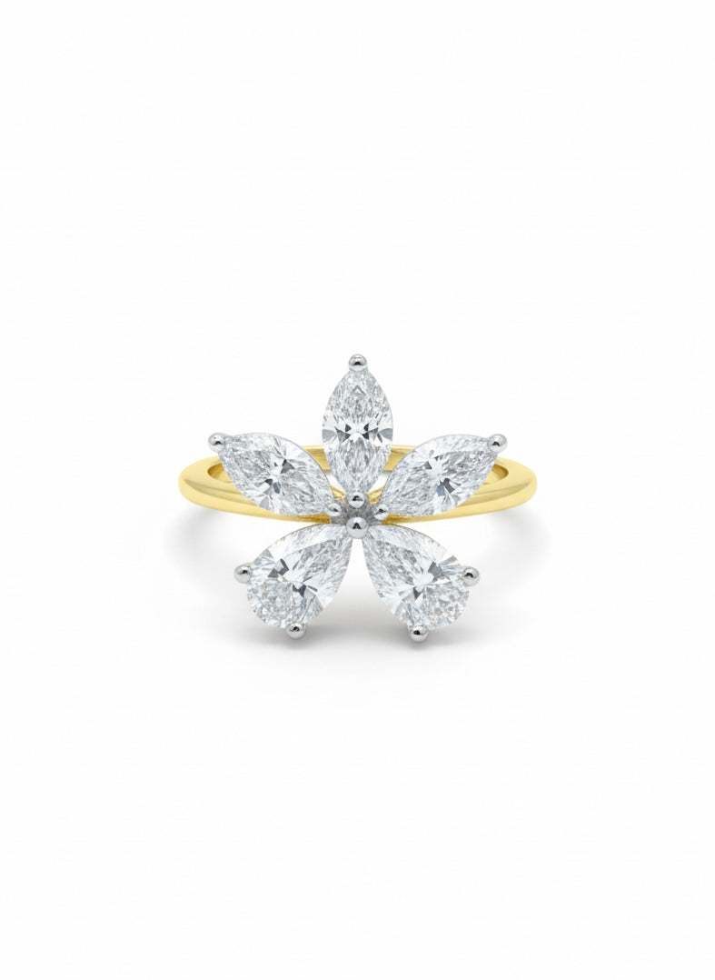 Xyvira Band Pear Lab Diamond Designer Ring in 14K Yellow Gold by Fiona Diamonds