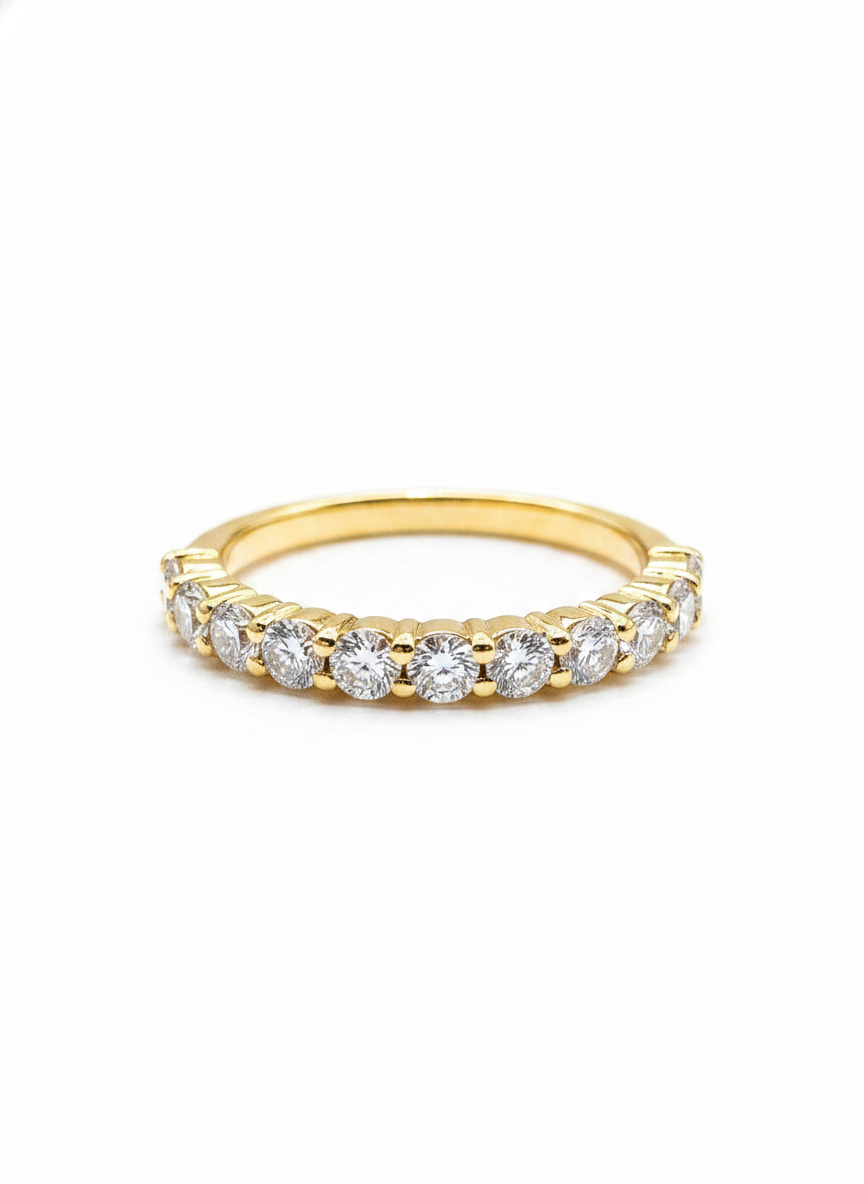 Lotus Coil Round Lab Diamond Eternity Ring in 18K Yellow Gold by Fiona Diamonds