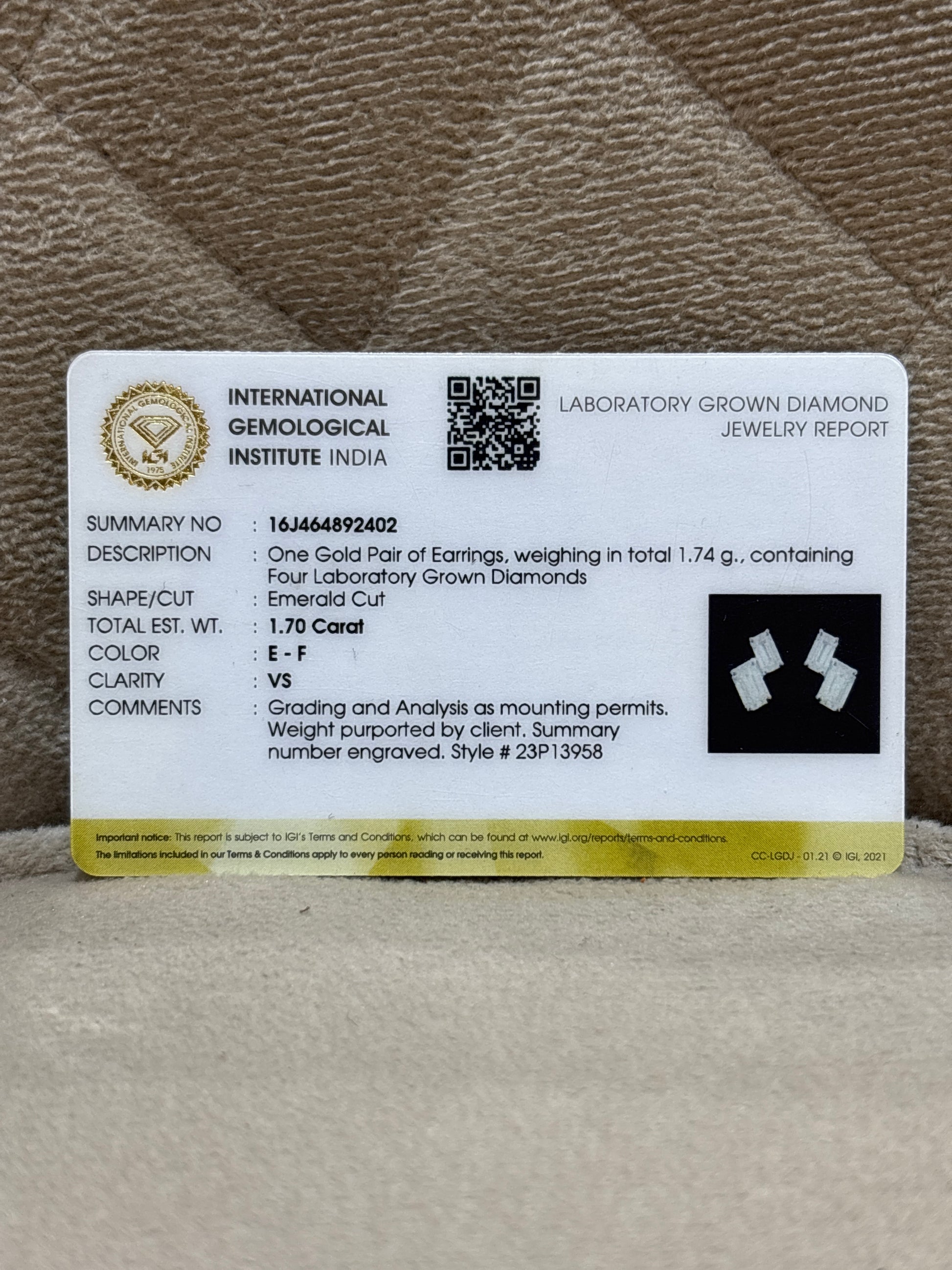 Velora Quest Lab Diamond Earring