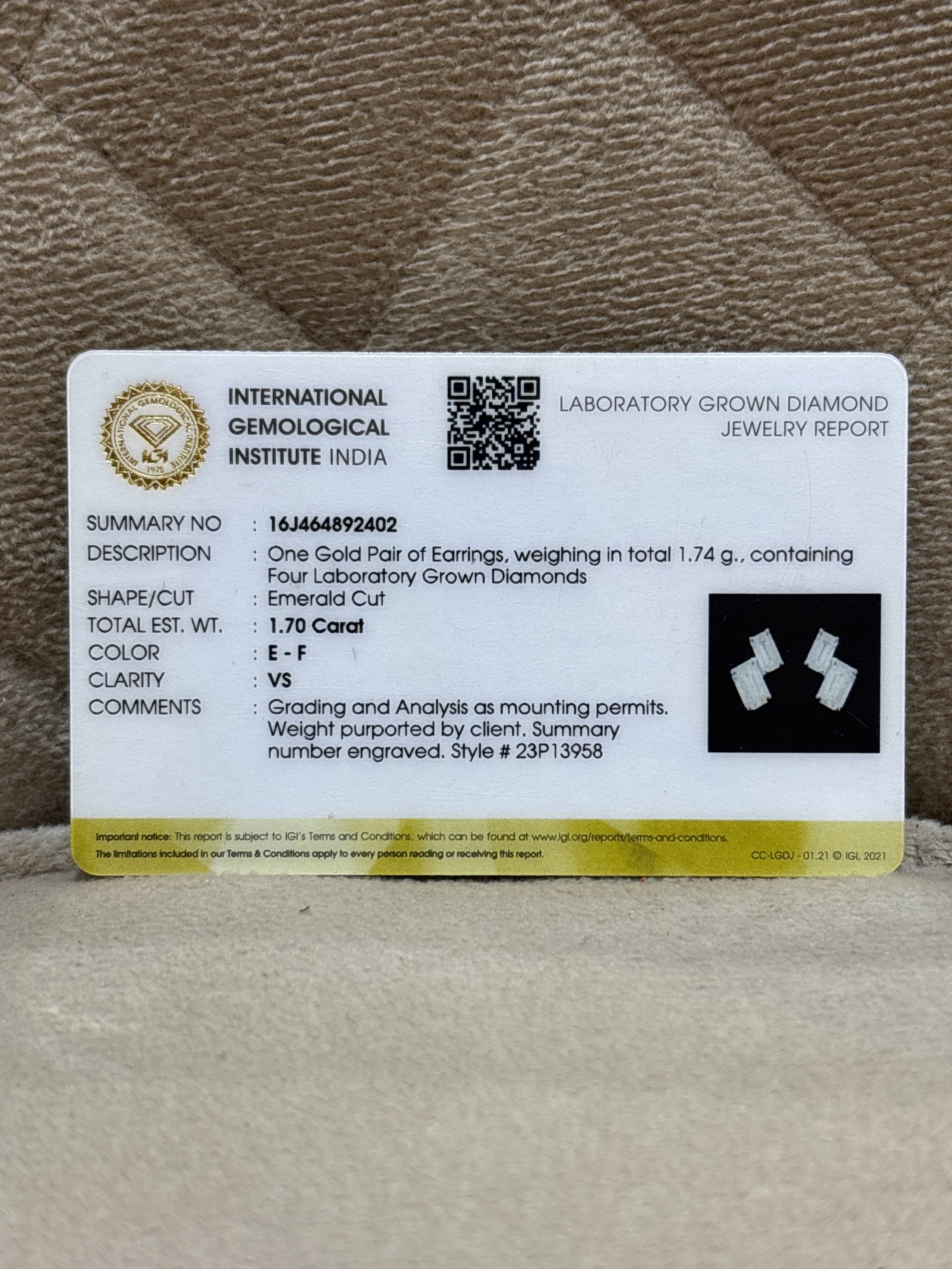 Velora Quest Lab Diamond Earring