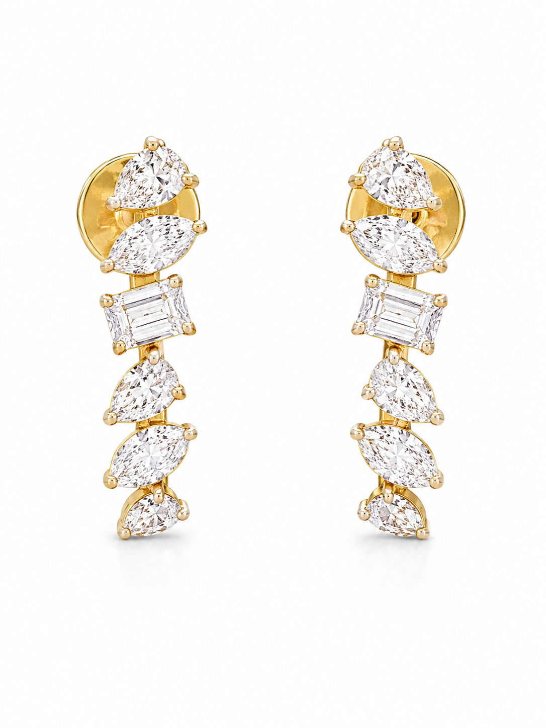 Orien Lace Emerald Lab Diamond Drop Earrings in 14K Yellow Gold by Fiona Diamonds