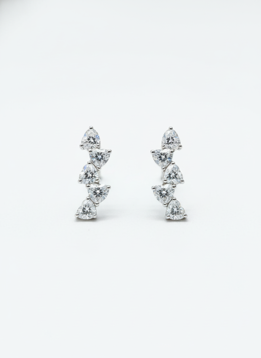 Dusk Bloom Heart Lab Diamond Earrings in 14K White Gold by Fiona Diamonds