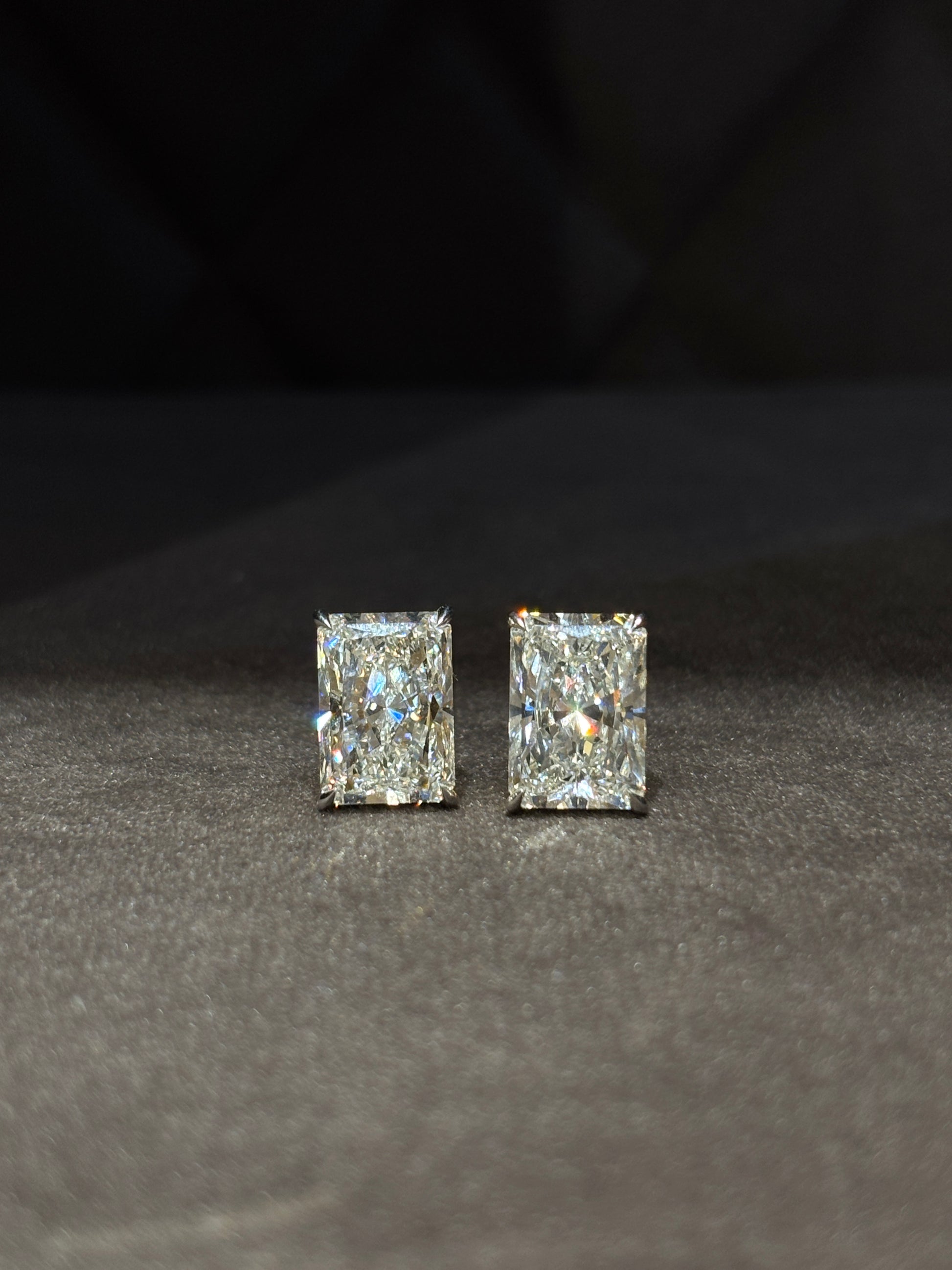 Radiant Lab Diamond Classic Solitaire Stud in 18K Yellow Gold - 5ct Radiant by Fiona Diamonds