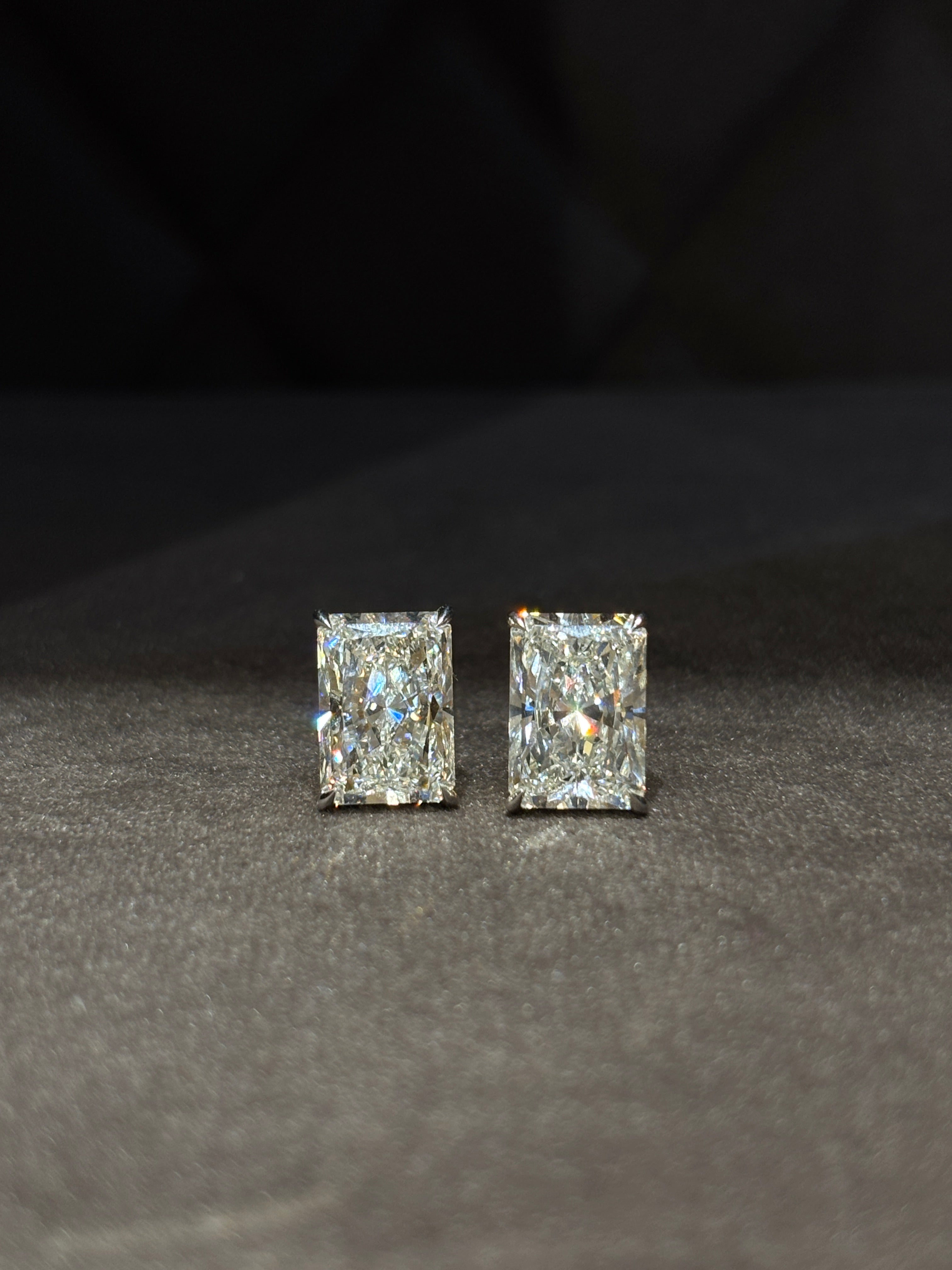 Radiant Lab Diamond Classic Solitaire Stud in 18K Yellow Gold - 5ct Radiant by Fiona Diamonds