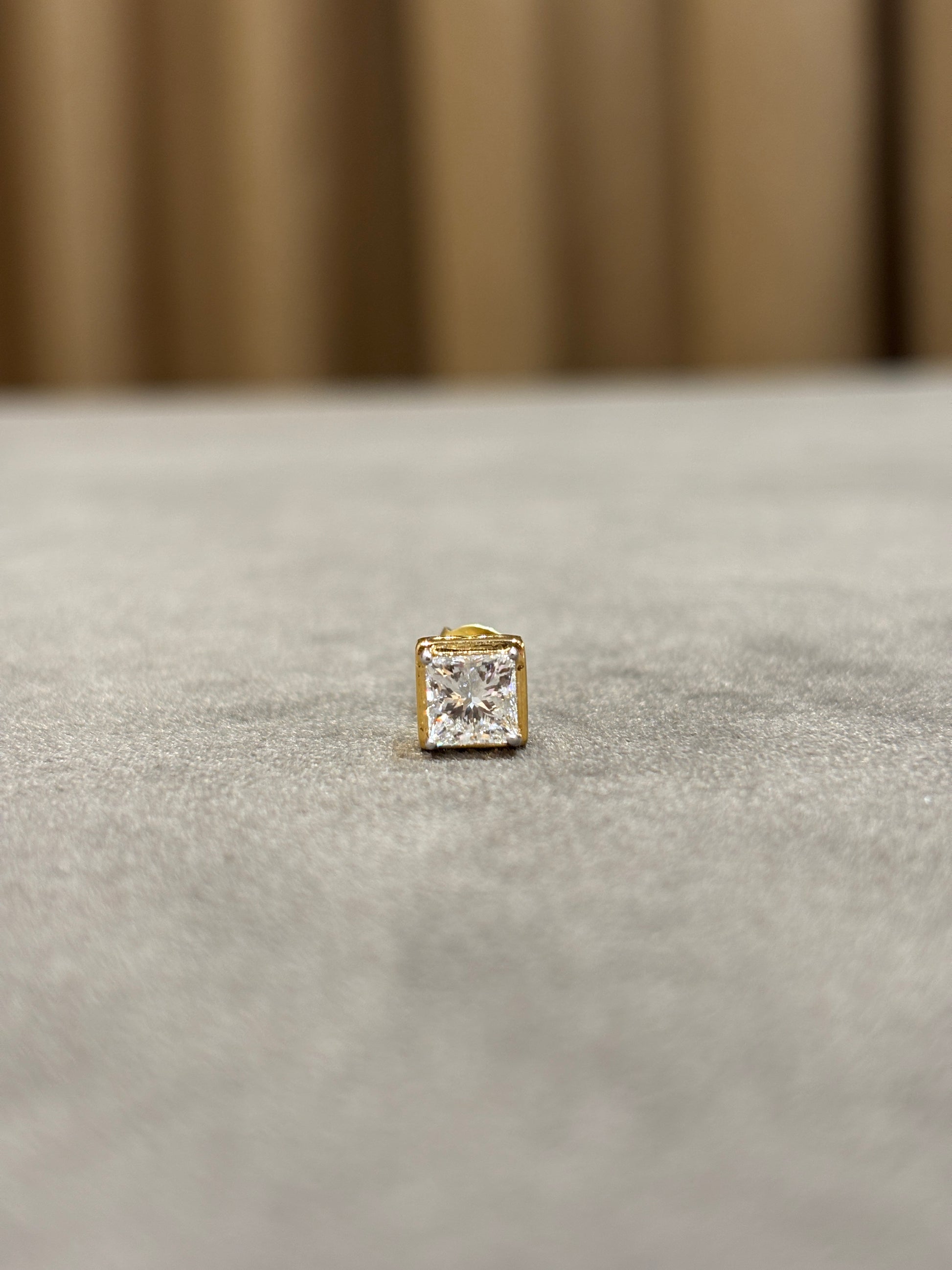 Twilight Reverie Princess Lab Diamond Classic Solitaire Stud Earrings in 18K Yellow Gold by Fiona Diamonds
