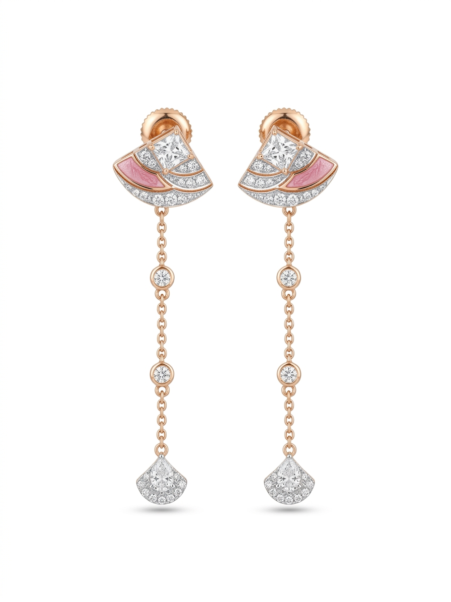 Nyx Blaze Princess Lab Diamond Drop Earrings in 14K Rose Gold by Fiona Diamonds