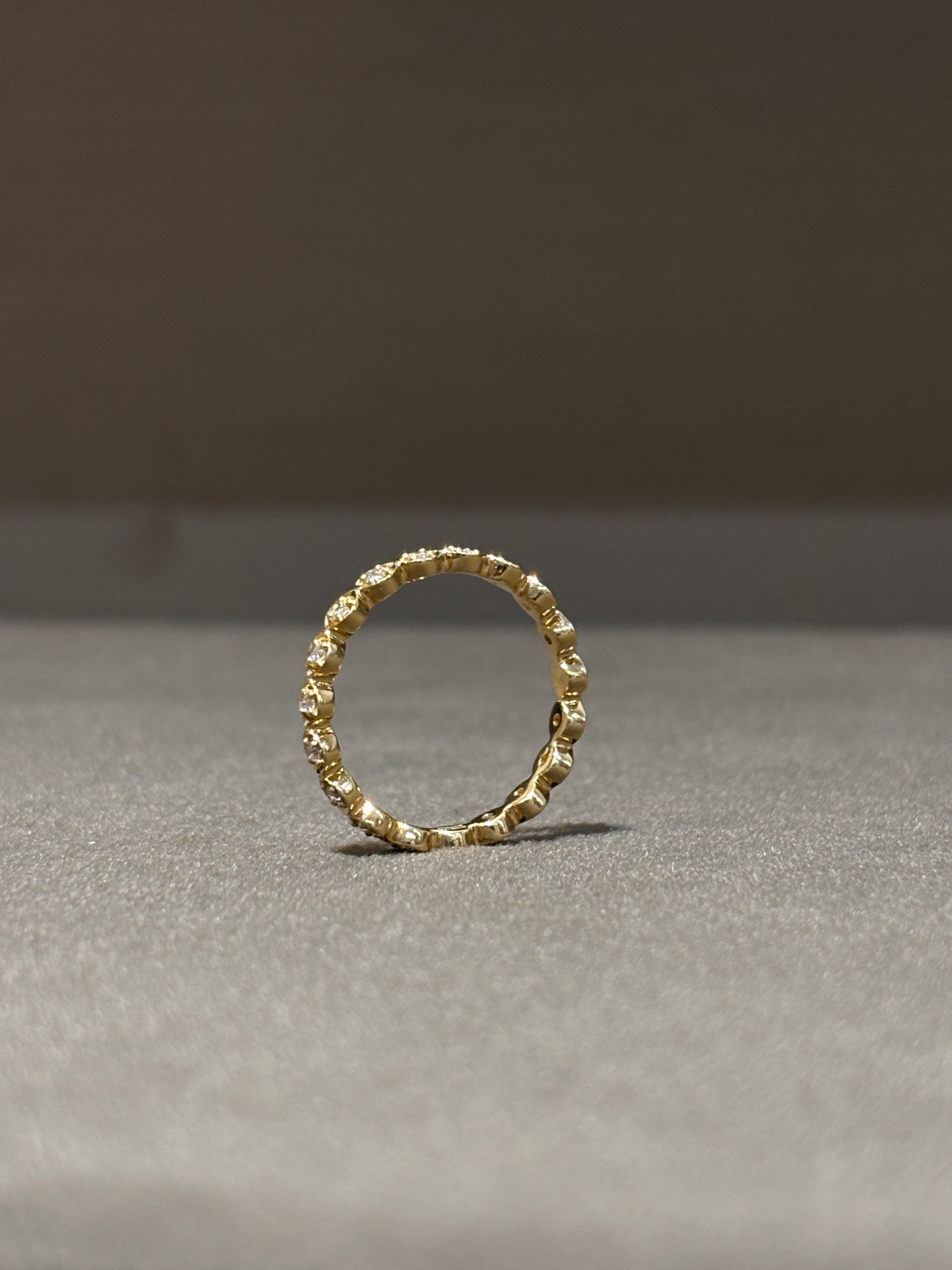Sparkling Wanyi Round Lab Diamond Eternity Ring in 18K Yellow Gold - Fiona Diamonds