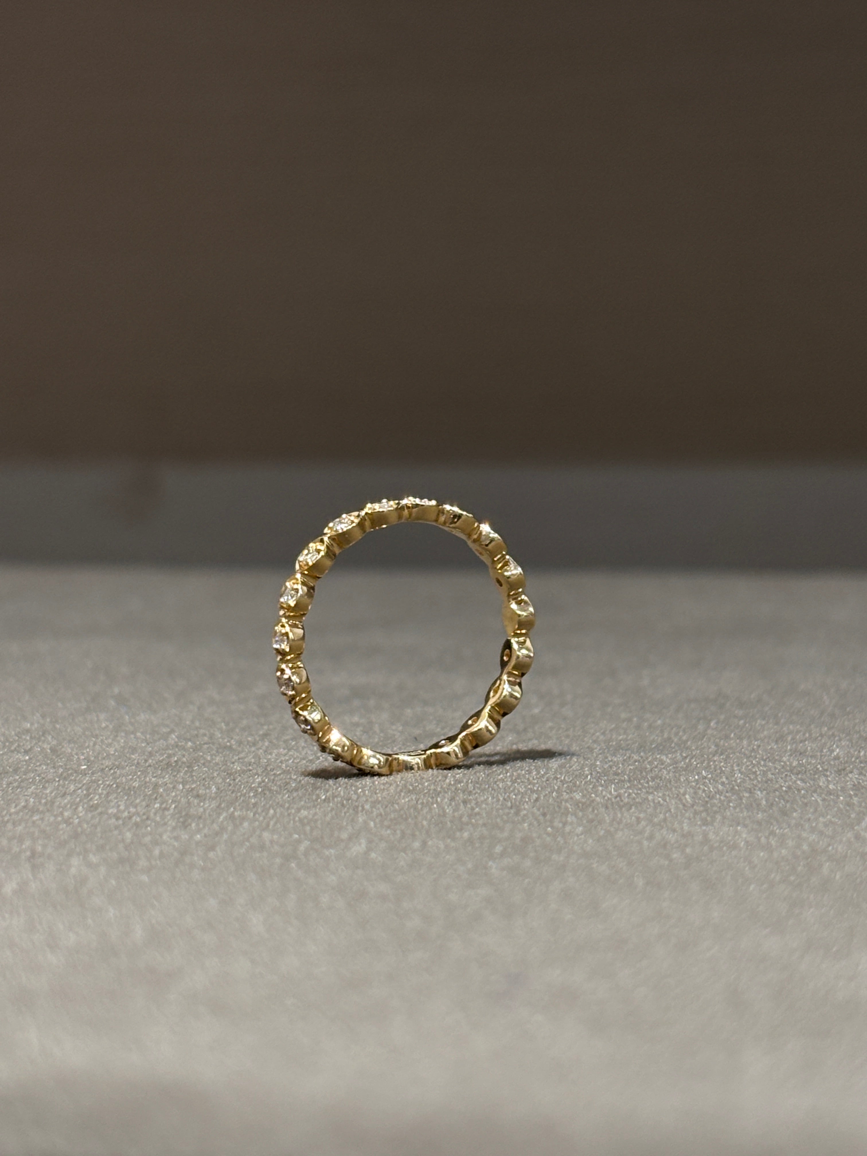 Sparkling Wanyi Round Lab Diamond Eternity Ring in 18K Yellow Gold - Fiona Diamonds