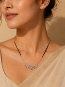 Side view of Halcyon Rise Pear Lab Diamond Mangalsutra in 14K Yellow Gold - Fiona Diamonds