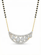 Close-up of Qyphira Crest Heart Lab Diamond Mangalsutra in 14K Yellow Gold by Fiona Diamonds