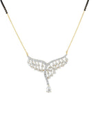 Side view of Xyphira Crest Pear Lab Diamond Mangalsutra in 14K Yellow Gold - Fiona Diamonds
