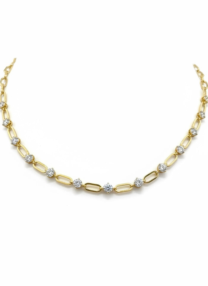 Orlissa Vire Round Lab Diamond Designer Necklace in 14K Yellow Gold by Fiona Diamonds