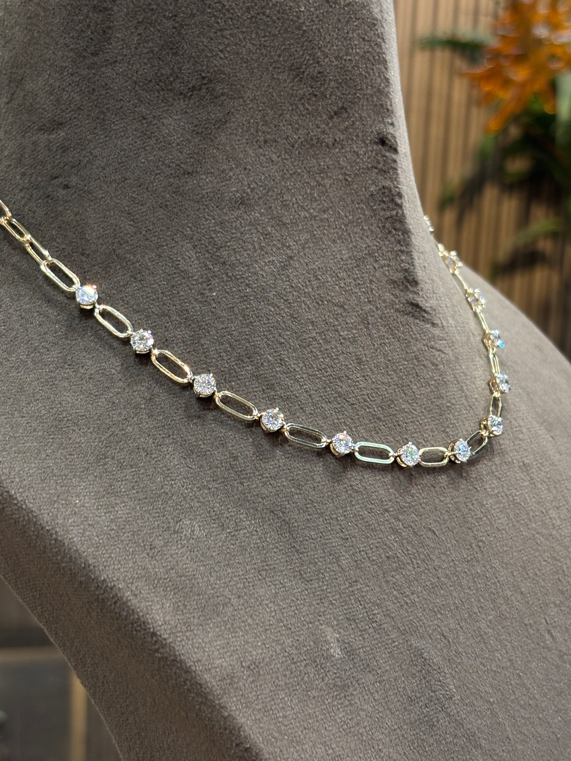 Fiona Diamonds Orlissa Vire Round Lab Diamond Designer Necklace in 14K Yellow Gold - luxury