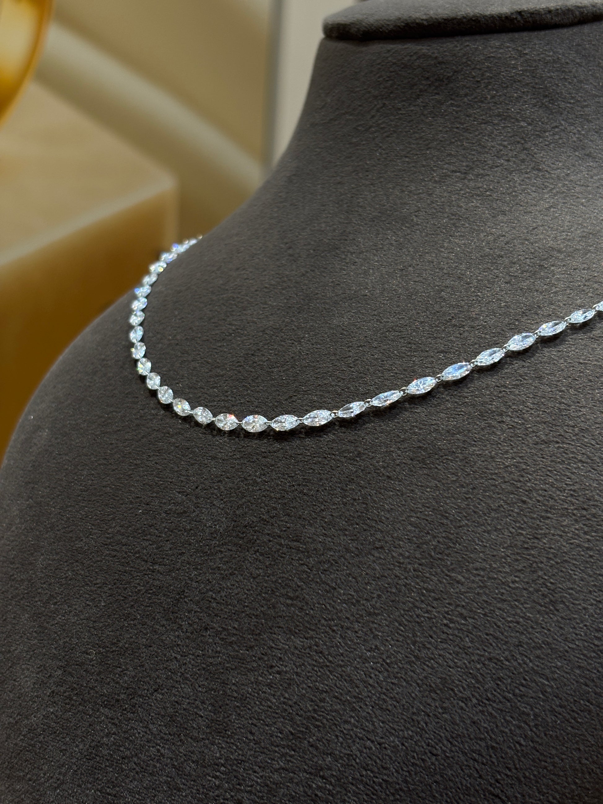Fiona Diamonds Noir Lumière Marquise Lab Diamond Tennis Necklace in 18K Yellow Gold - luxury