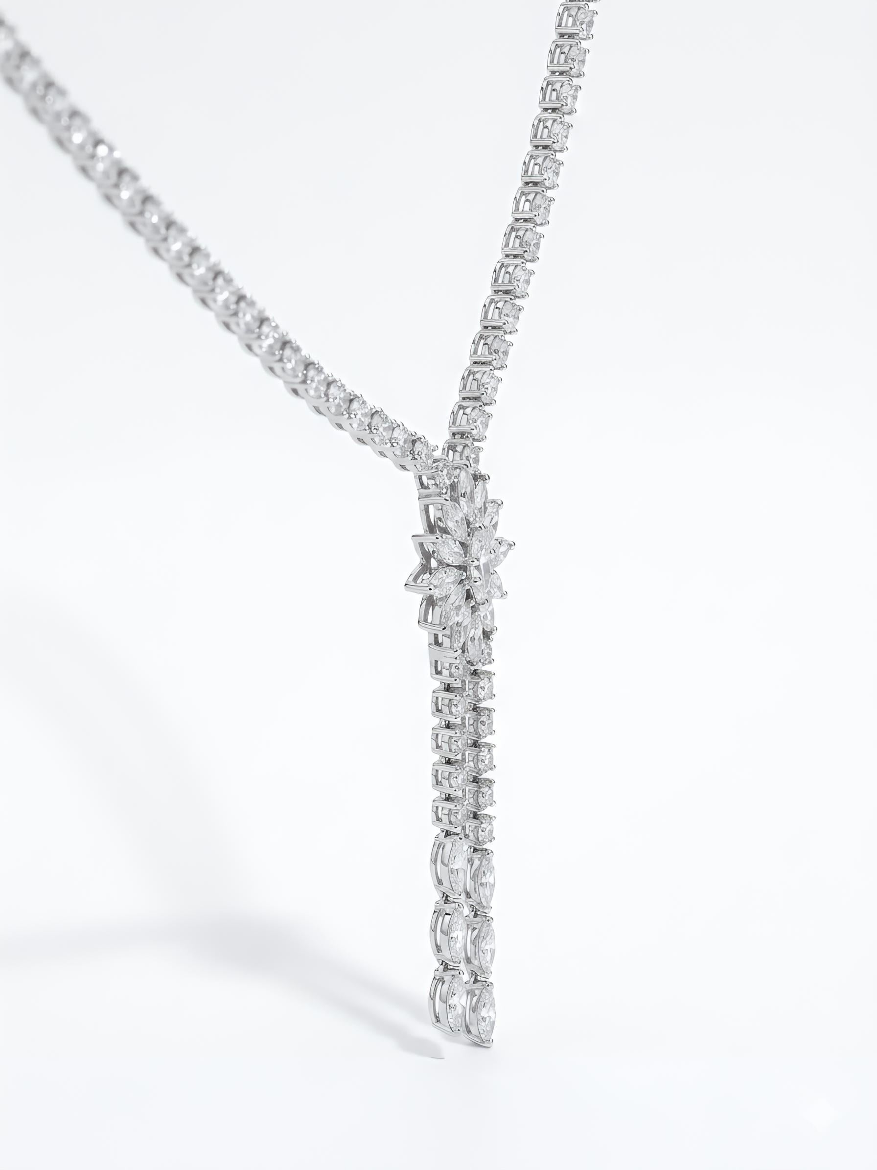 Dalia Vex Marquise Lab Diamond Designer Necklace in 14K White Gold by Fiona Diamonds