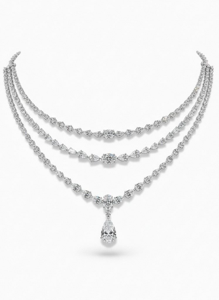 Velmira Elan Pear Lab Diamond Designer Necklace in 14K White Gold by Fiona Diamonds