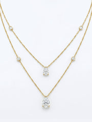 Wren Blaze Pear Lab Diamond Chain Necklace in 18K Yellow Gold by Fiona Diamonds