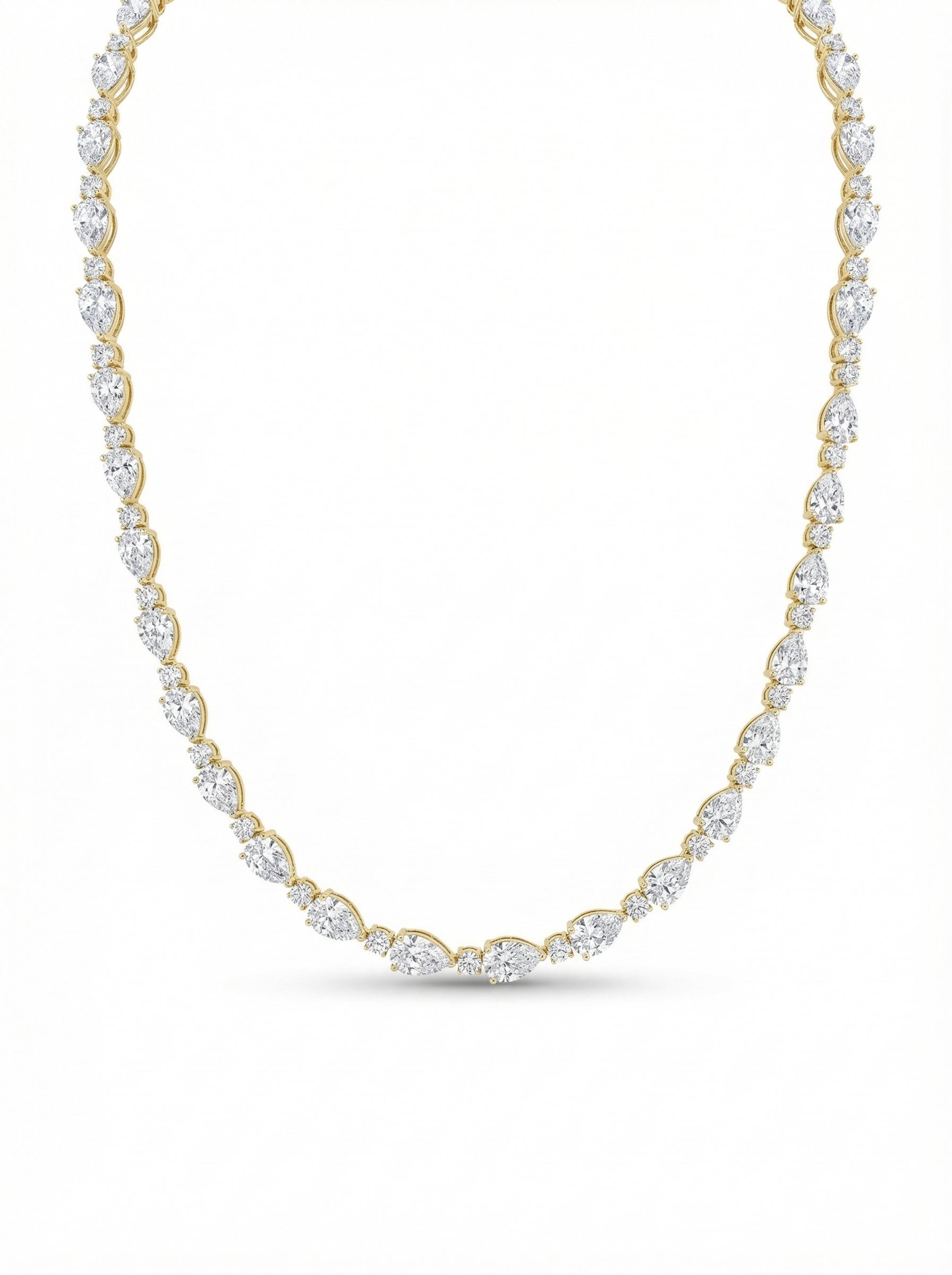 Lyra Drape Pear Lab Diamond Designer Necklace in 14K Yellow Gold by Fiona Diamonds