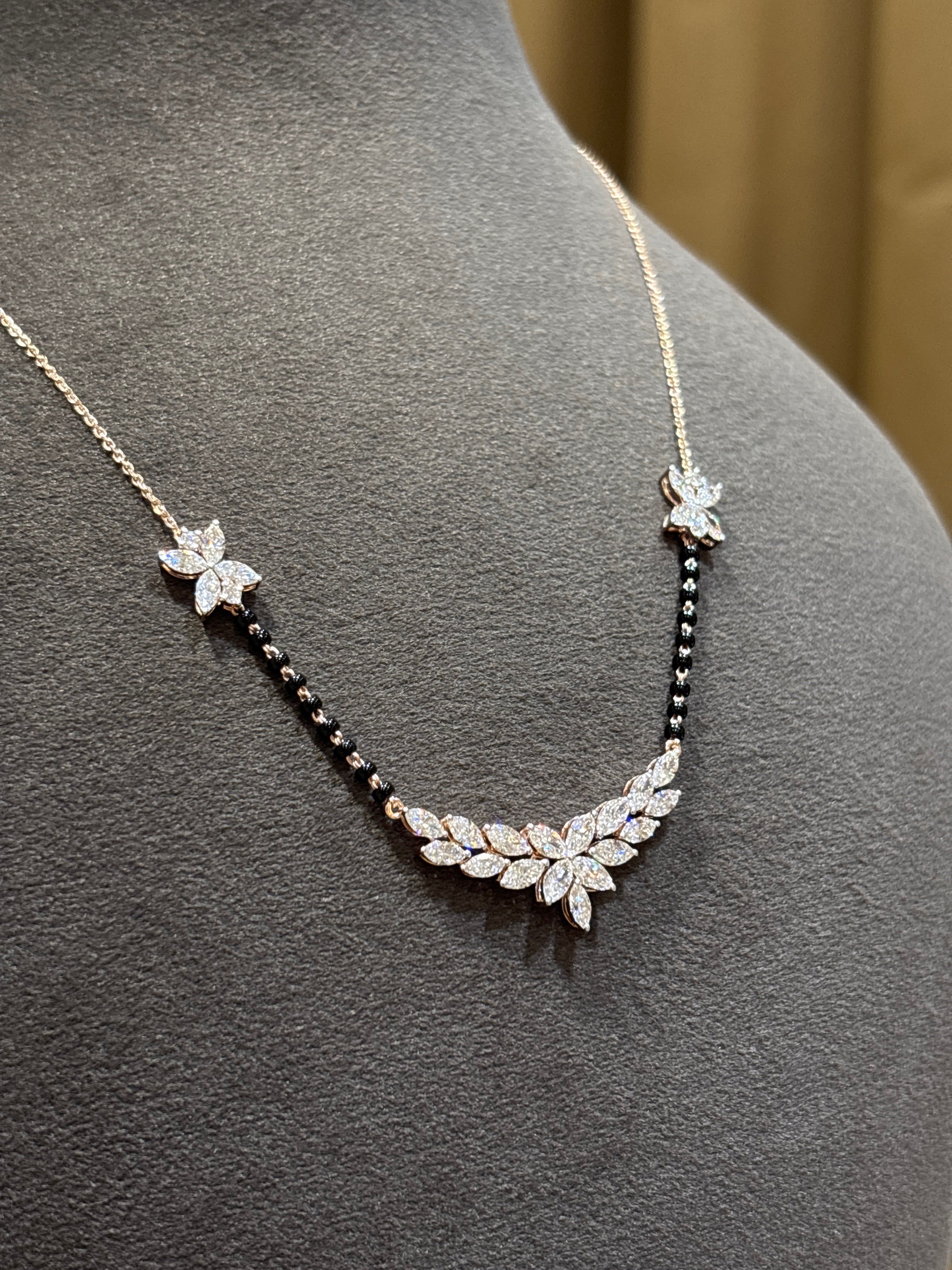 Marquise Lab Diamond Mangalsutra - Zirelle Nova in 14K Rose Gold by Fiona Diamonds
