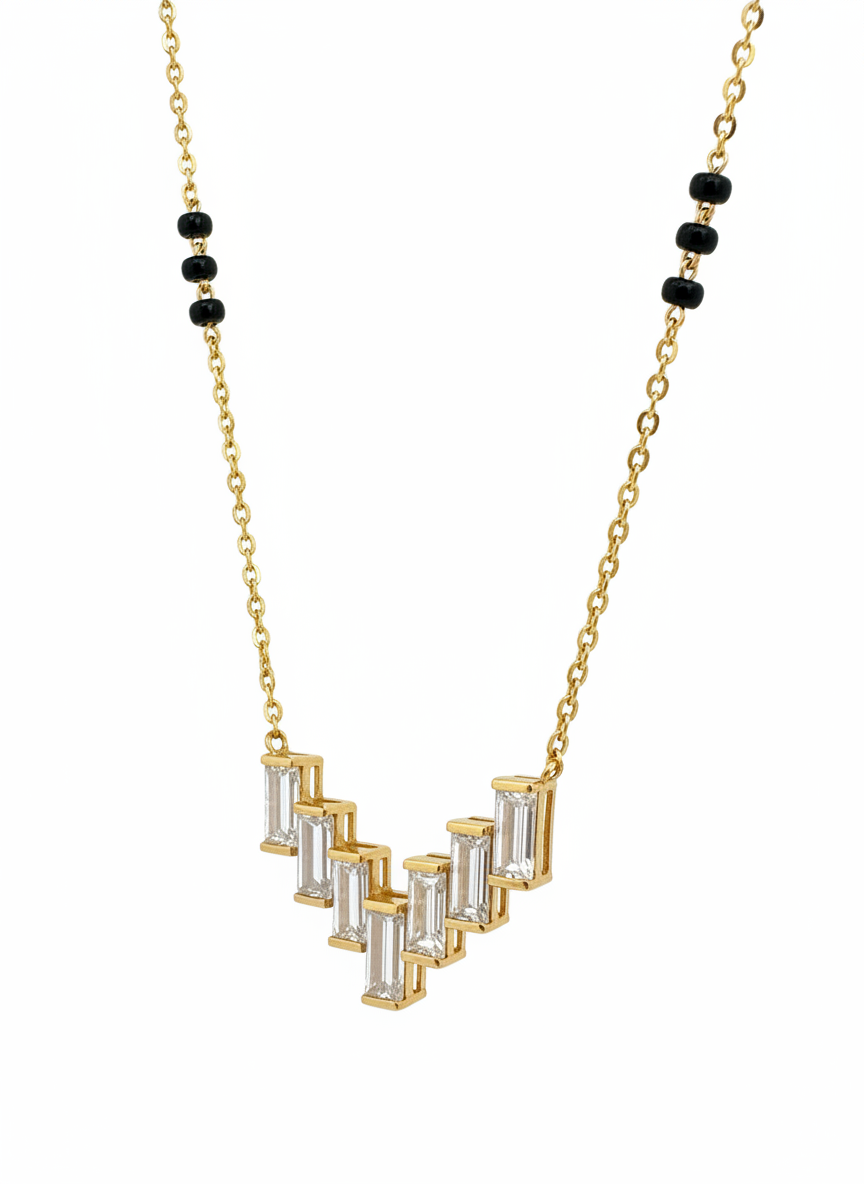 Close-up of Iris Eternity Round Lab Diamond Mangalsutra in 14K Yellow Gold by Fiona Diamonds