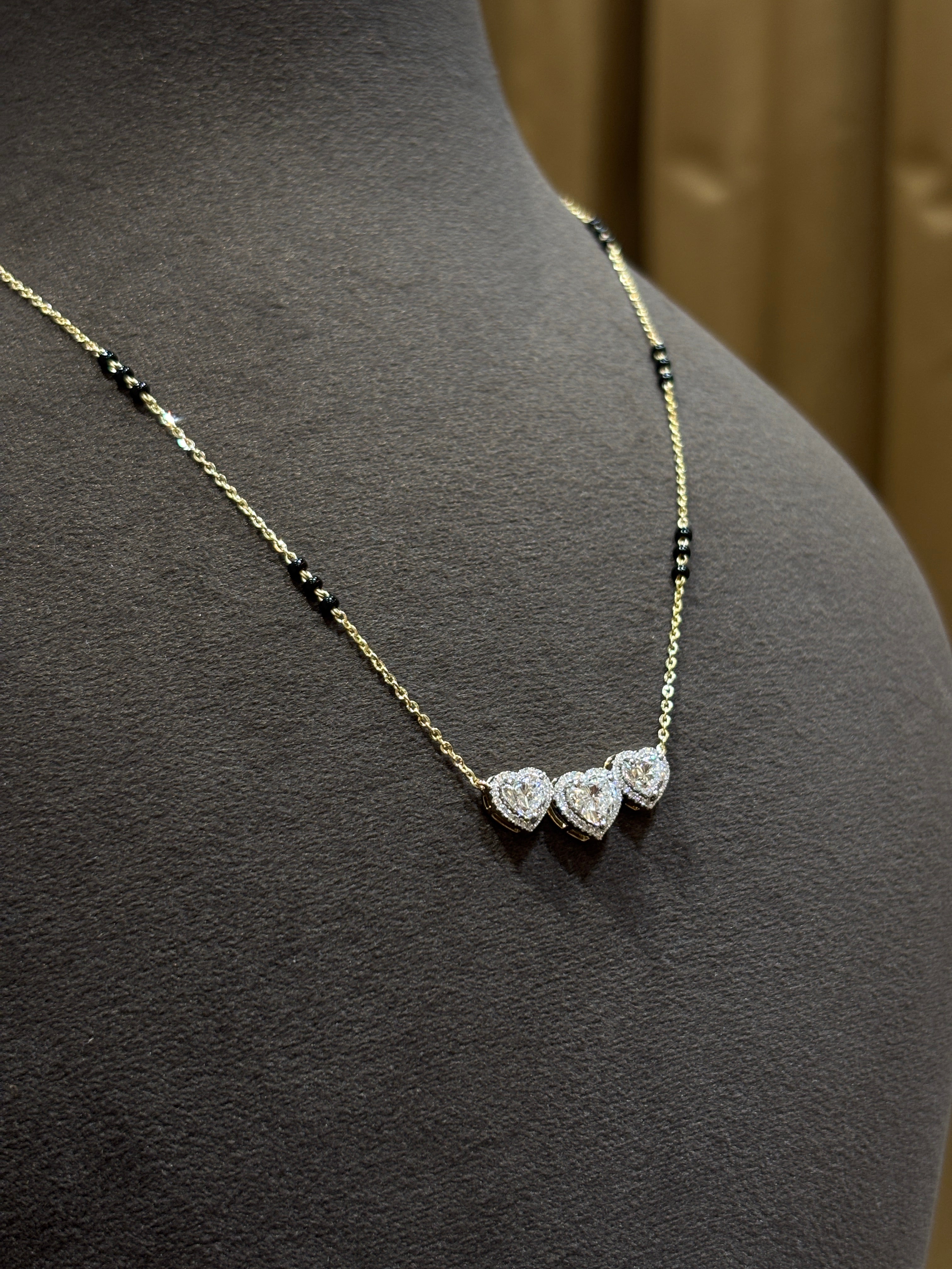 Fiona Diamonds Norvessa Luxa Heart Lab Diamond Mangalsutra in 14K Yellow Gold - luxury