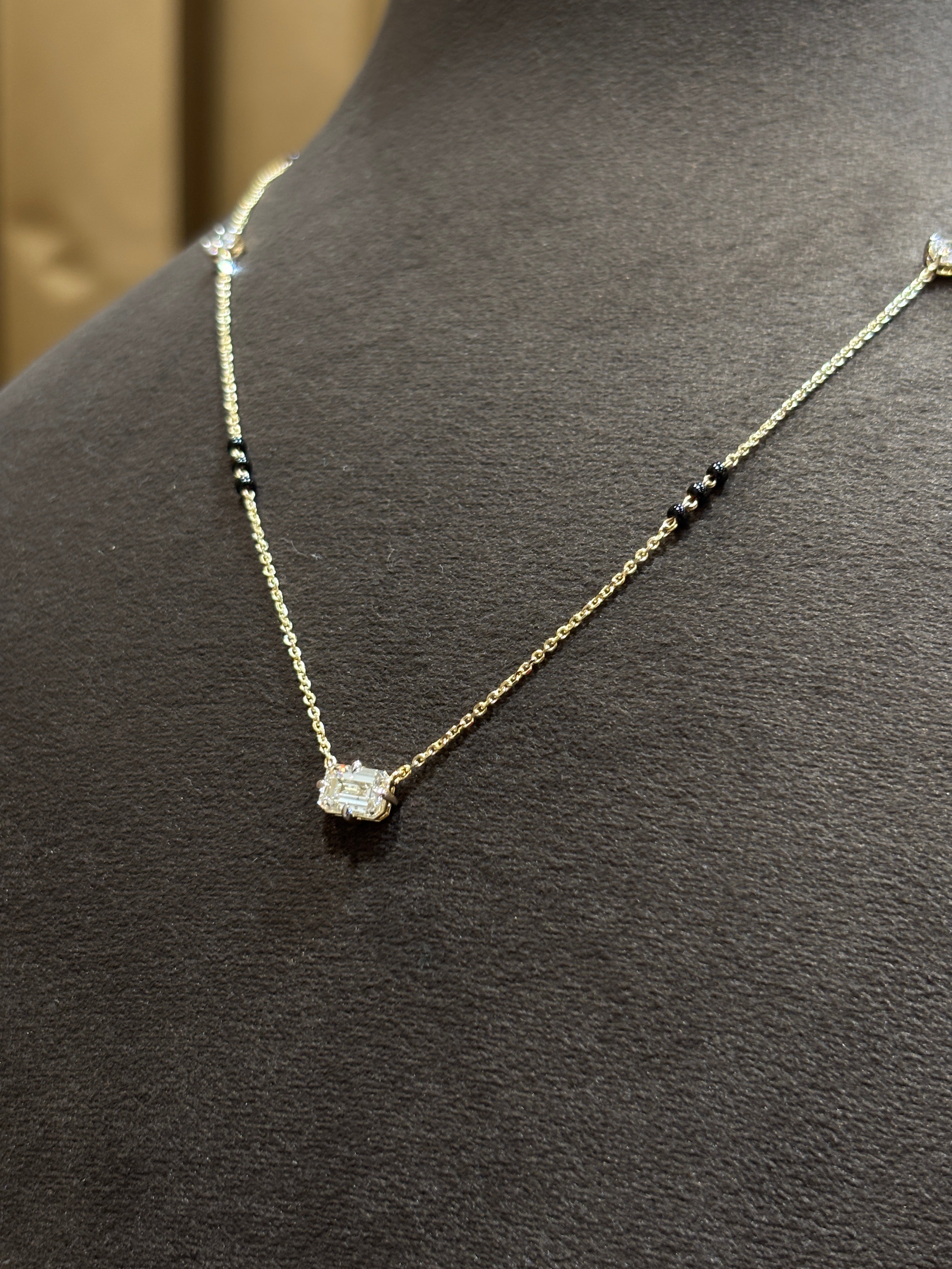 Fiona Diamonds Misty Zenith Emerald Lab Diamond Mangalsutra in 14K Yellow Gold - luxury