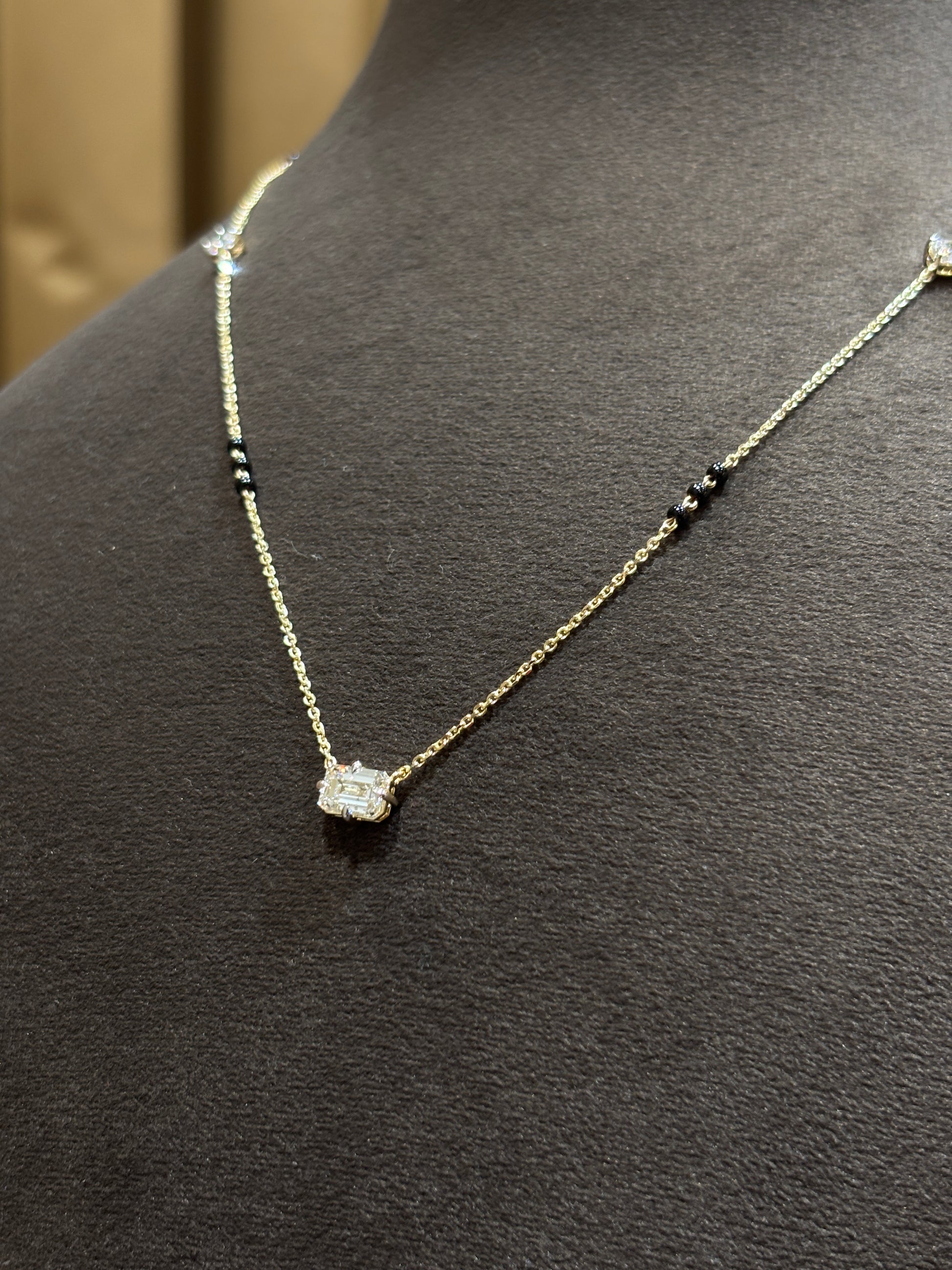 Fiona Diamonds Misty Zenith Emerald Lab Diamond Mangalsutra in 14K Yellow Gold - luxury