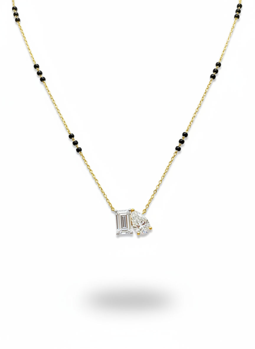Lunessa Voss Emerald Lab Diamond Mangalsutra in 14K Yellow Gold by Fiona Diamonds