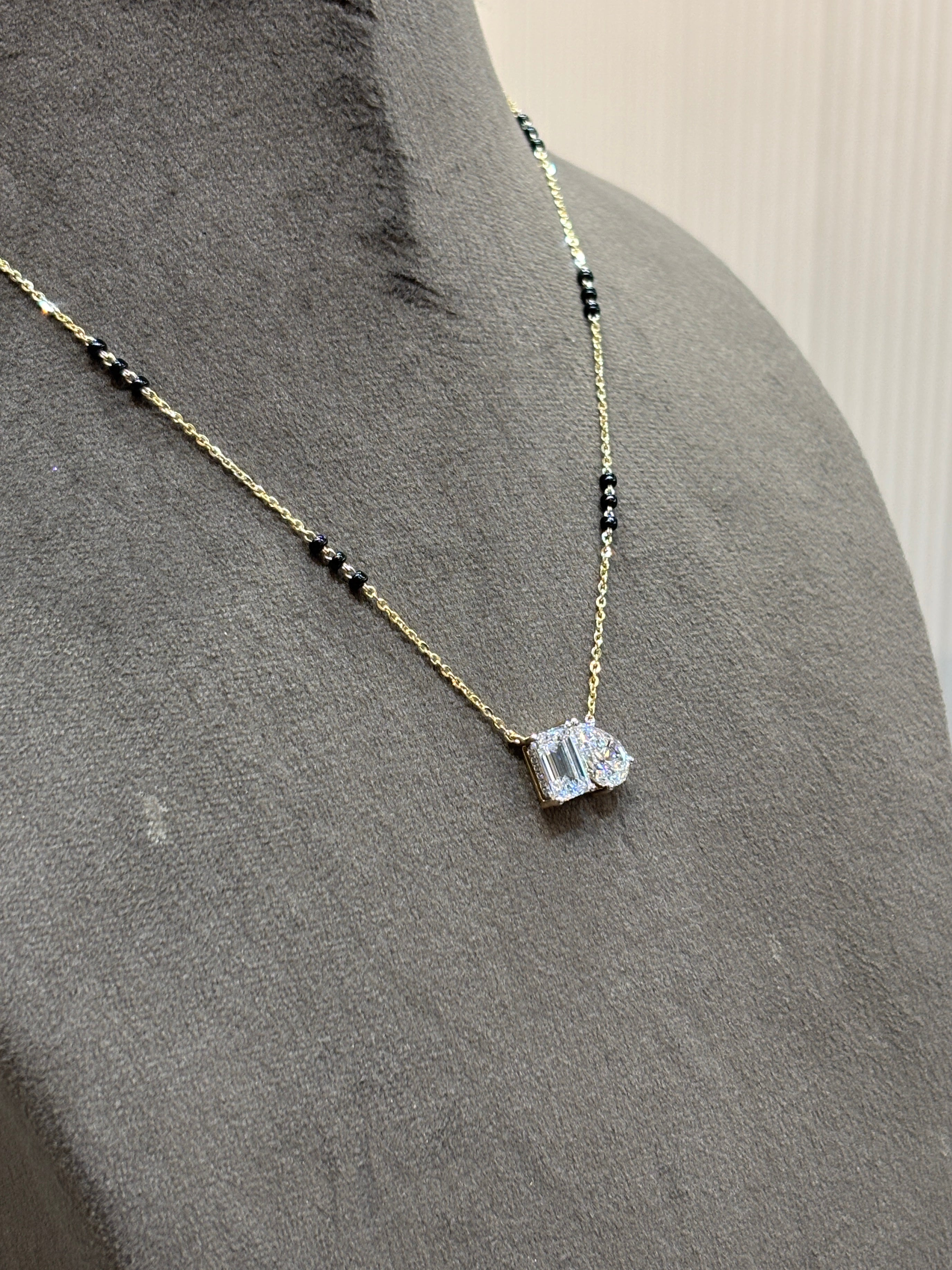 Emerald Lab Diamond Mangalsutra - Lunessa Voss in 14K Yellow Gold by Fiona Diamonds
