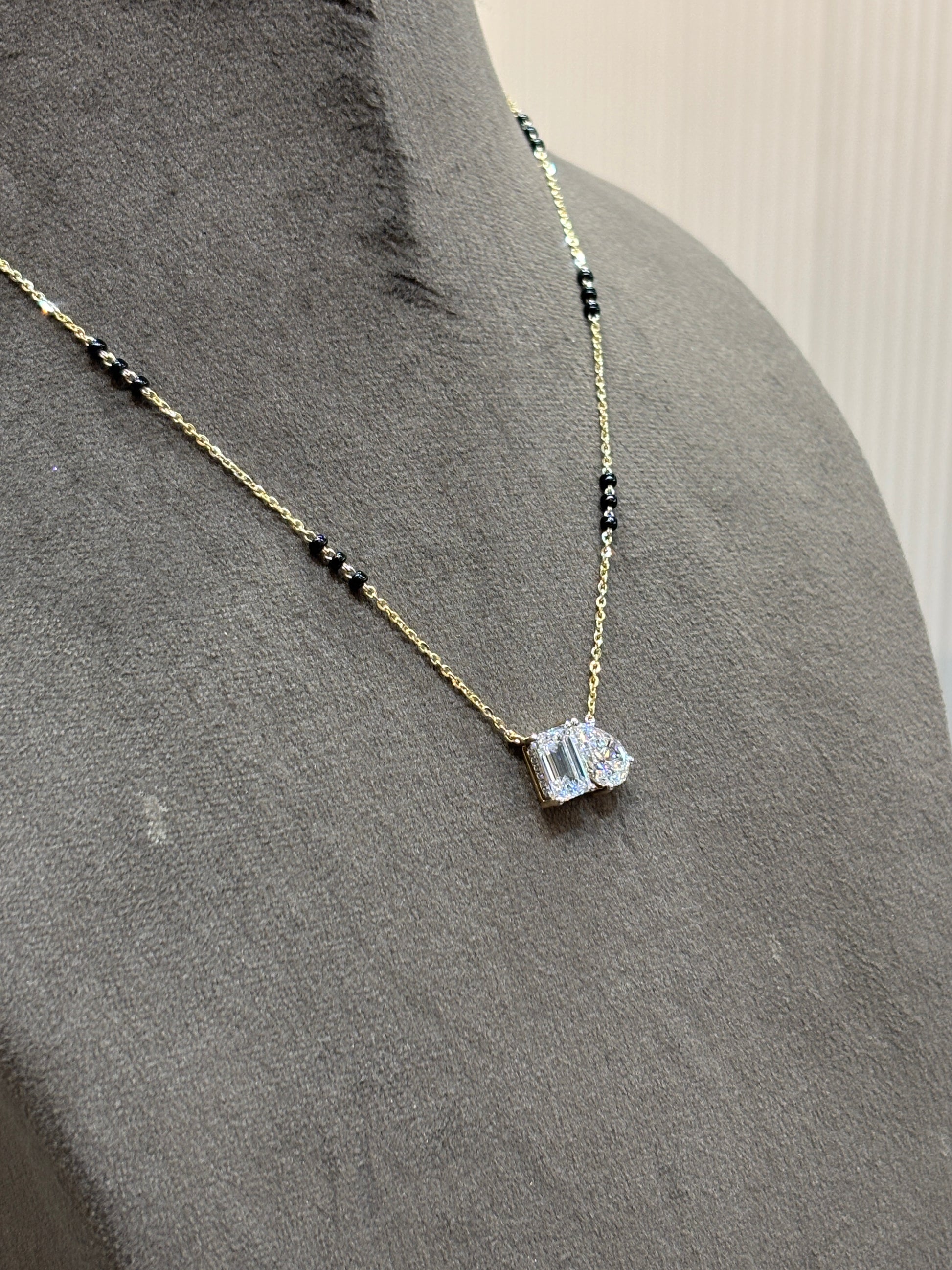 Emerald Lab Diamond Mangalsutra - Lunessa Voss in 14K Yellow Gold by Fiona Diamonds